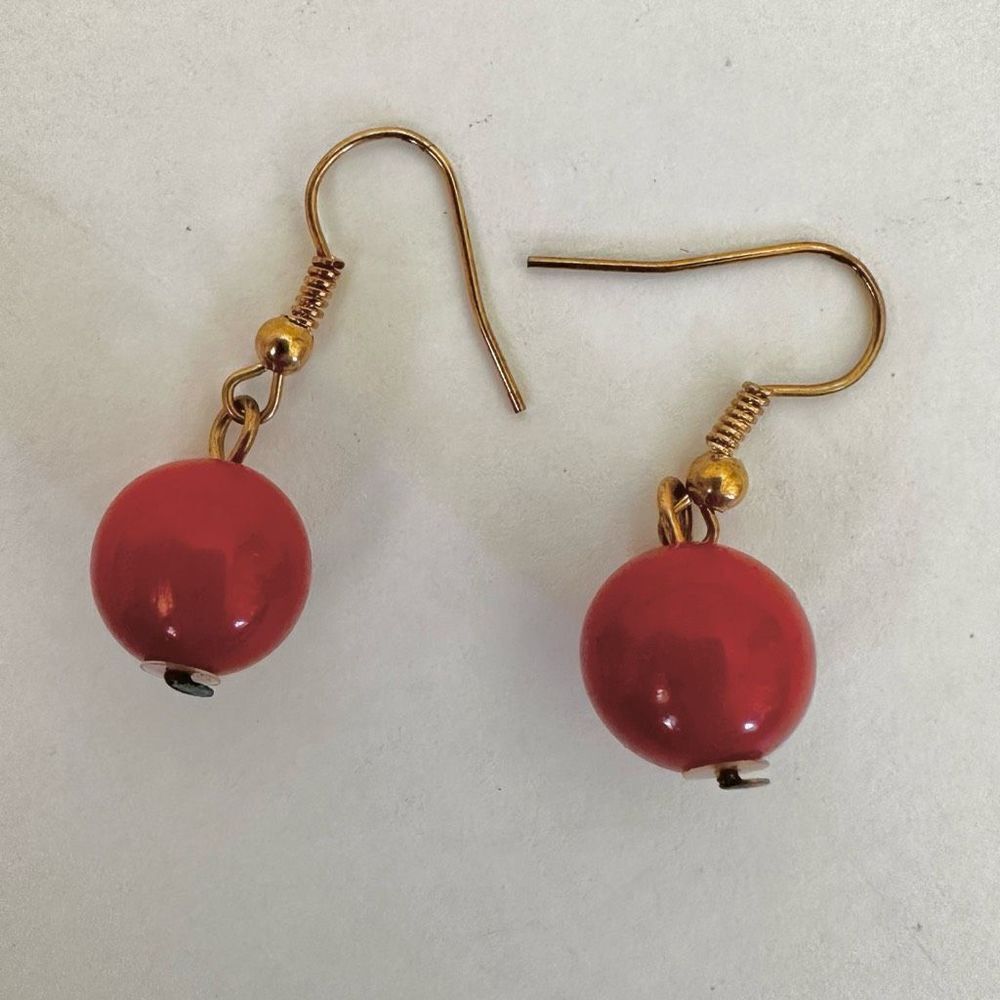 Orange  gold tone drop earrings
